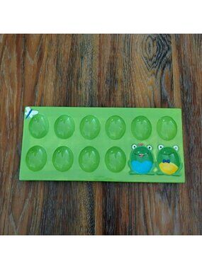Grasslands Road Frog Green Ceramic Deviled Egg Tray, 12 Slots, Dragonfly Accent